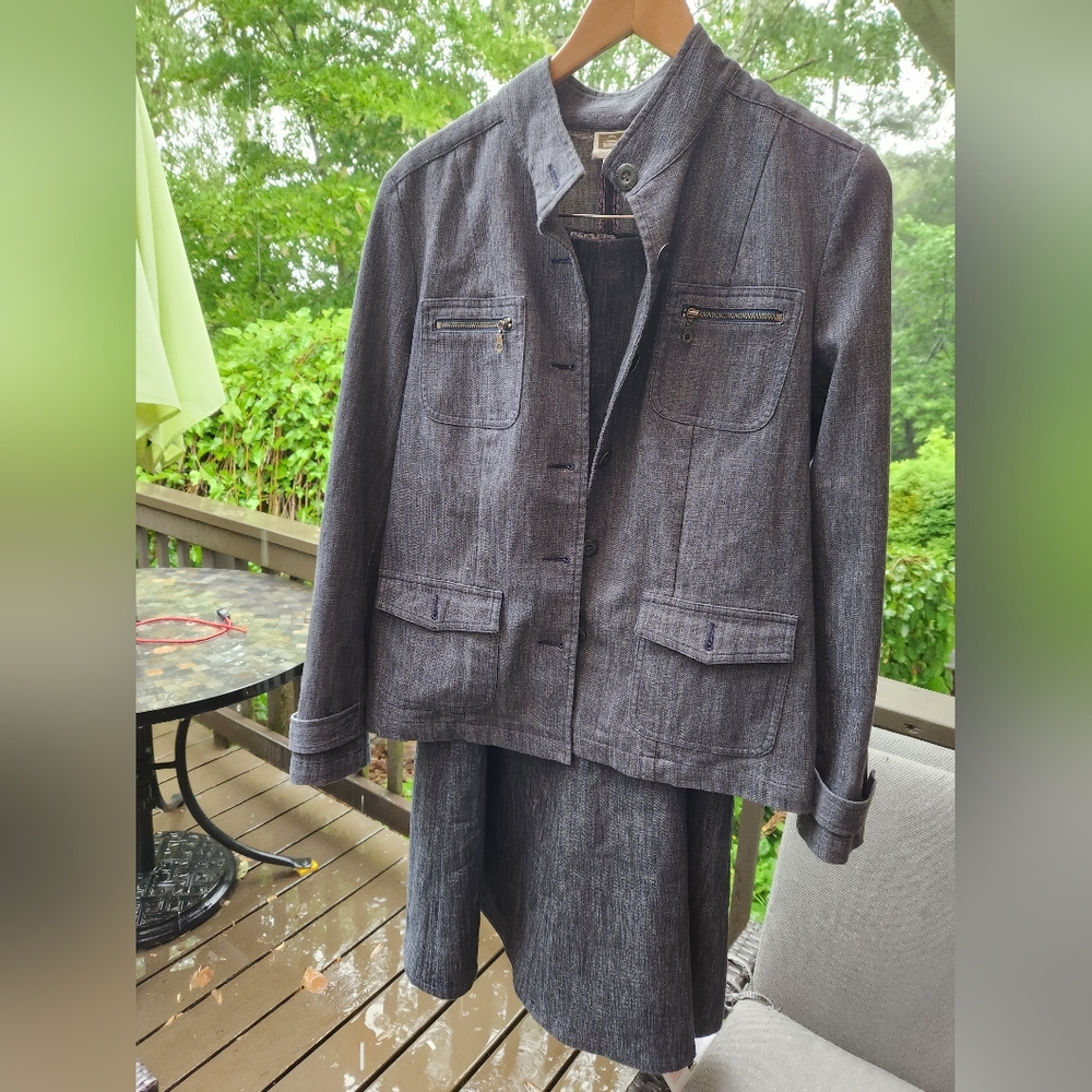 Two Piece S12 Tilley Vintage Denim Button Front Jacket and long Skirt